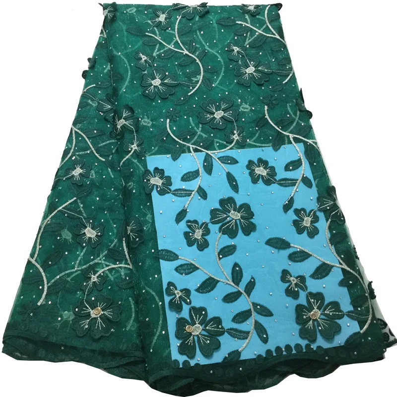 8 цветов (5 ярдов/шт) Яркие 3D Цветы вышитые Африканский французский чистая