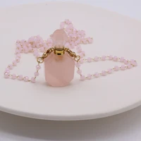 hot selling natural pink crystal semi precious stone perfume bottle boutique pendant making diy fashion charm necklace jewelry