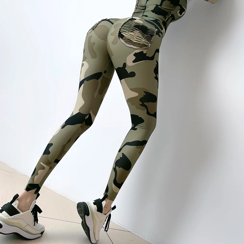 

Женские брюки с завышенной талией, зеленые камуфляжные спортивные брюки с карманами, дышащие быстросохнущие брюки для бега и тренировок, ве...