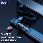 Многофункциональный смарт-адаптер BUDI, USB-кабель для хранения данных, коробка с несколькими кабелями, 6 типов кабелей, набор для SIM-карт, устройство для чтения TF-карт, StorageCase