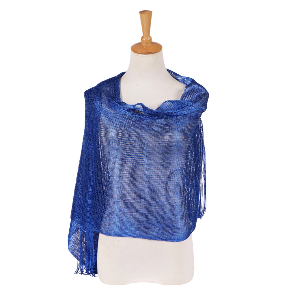 Модный Блестящий однотонный мягкий банкетный вечерний Женская шаль-шарф с