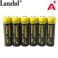 6pcs 18650 battery 3 7v original brand high performance 18650 2600mah 50a lithium li ion battery for high drain devices