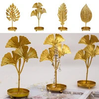 1pc leaf shape iron earrings bracelet ring necklace holder stand table ornament display racks jewelry stand bedroom storage