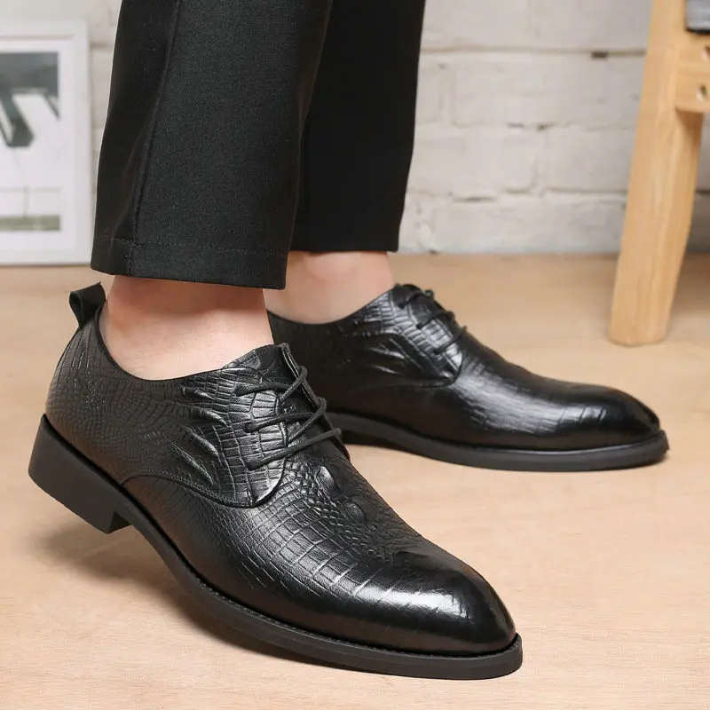 2020 Men Formal Business Brogue Shoes Luxury Men's Crocodile Dress Male Casual Genuine Leather Wedding Party Loafers | Обувь