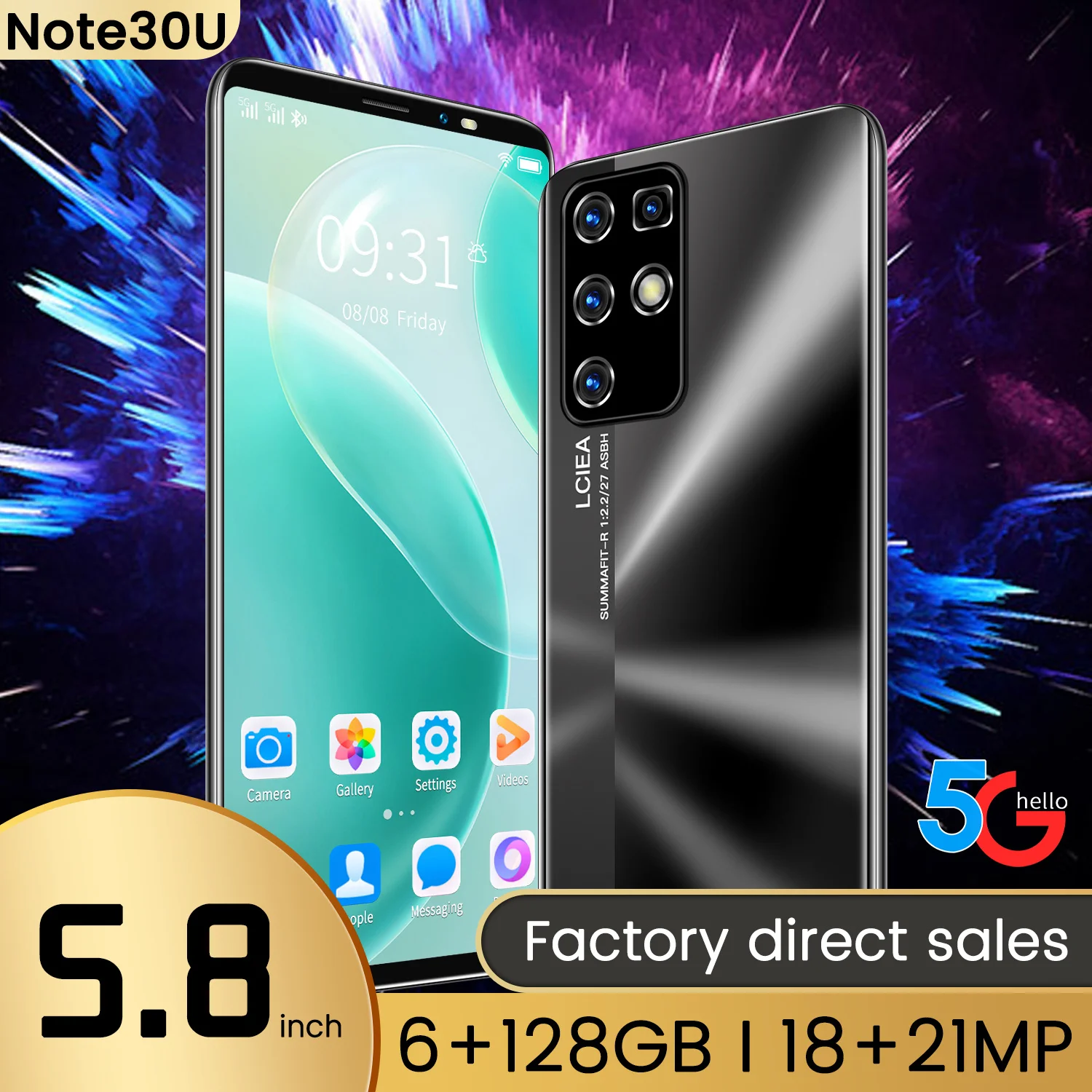 

2021 New Version NOTE30U 5.8 Inch screen HD 4G/5G Net-work Smartphone 4500mAH Battery MTK6895 8-core Dual SIM Card mobile phone