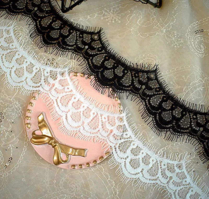 9 м/партия черно-белая кружевная ткань с ресницами аксессуары для одежды сделай