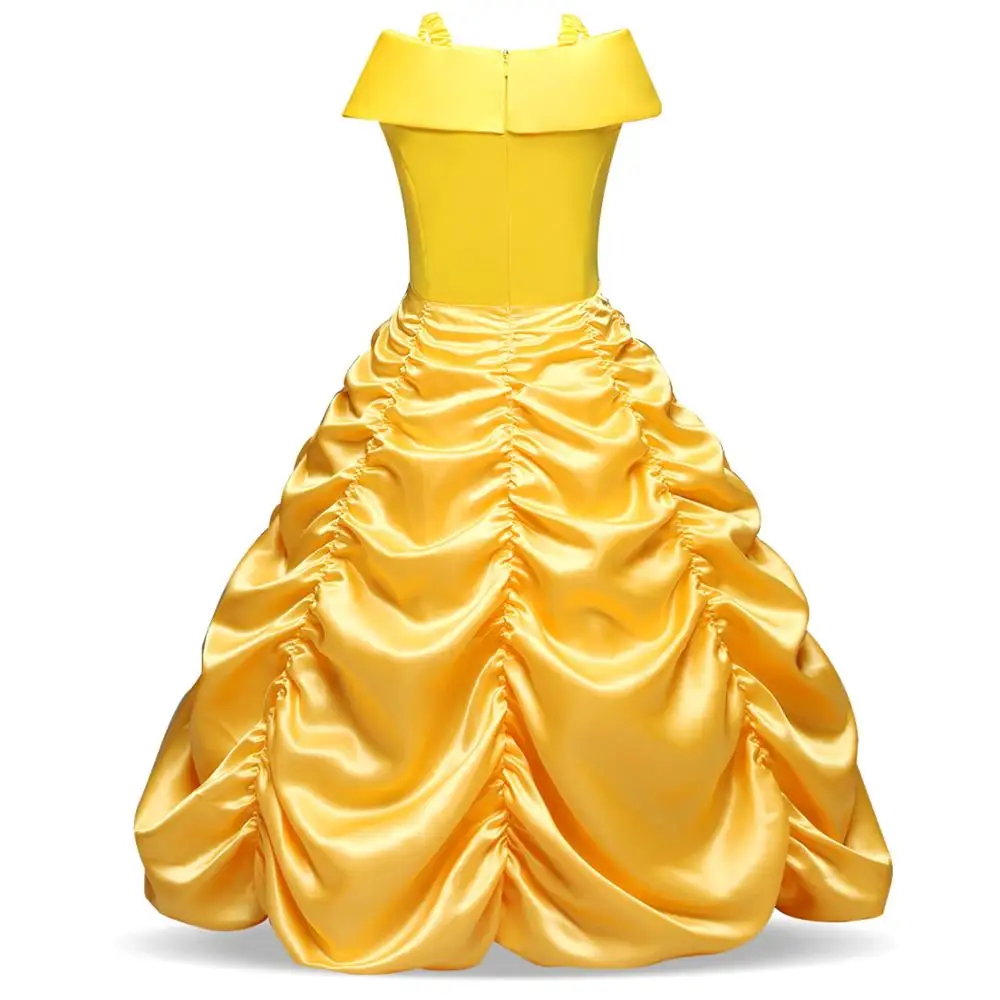 Little Girls Princess Belle Halloween Costume - Long Dress Up Cosplay Costume for Kids - Fancy Party Dresses with Grown Wands and Cloak image 4