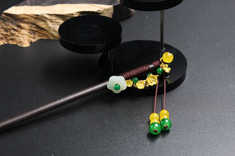 NiuShuya ручная работа китайский Винтажный Зеленый лист цветок заколка для волос