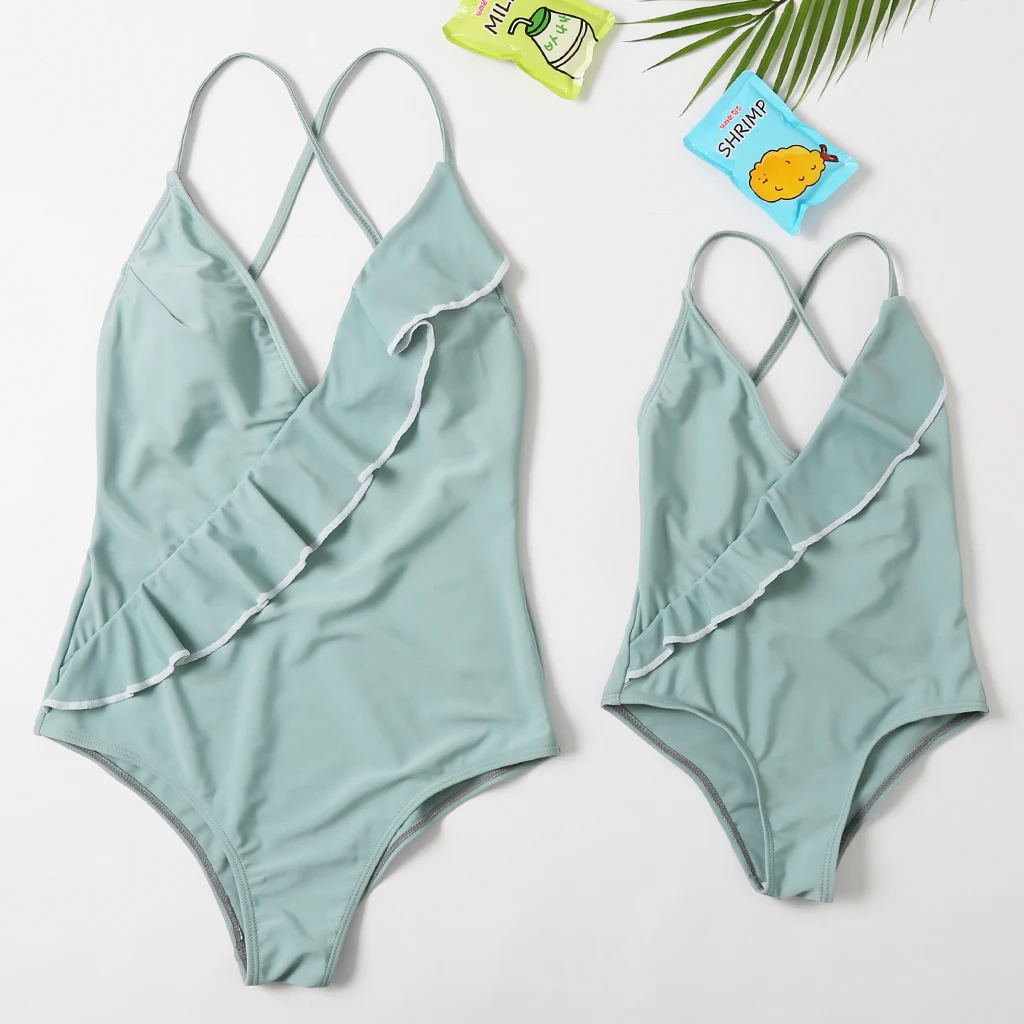 Лидер продаж 2020 новая пляжная одежда для купания Mum and Me цельный длинный купальник