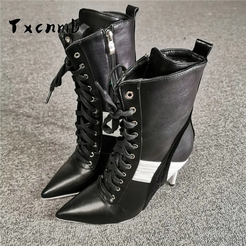 

TXCNMB New Fashion 12 Cm Stilettos Heel Dancing Boots Sexy Nightclub Model Party Shoes Stage with High Heels Ankle Boots