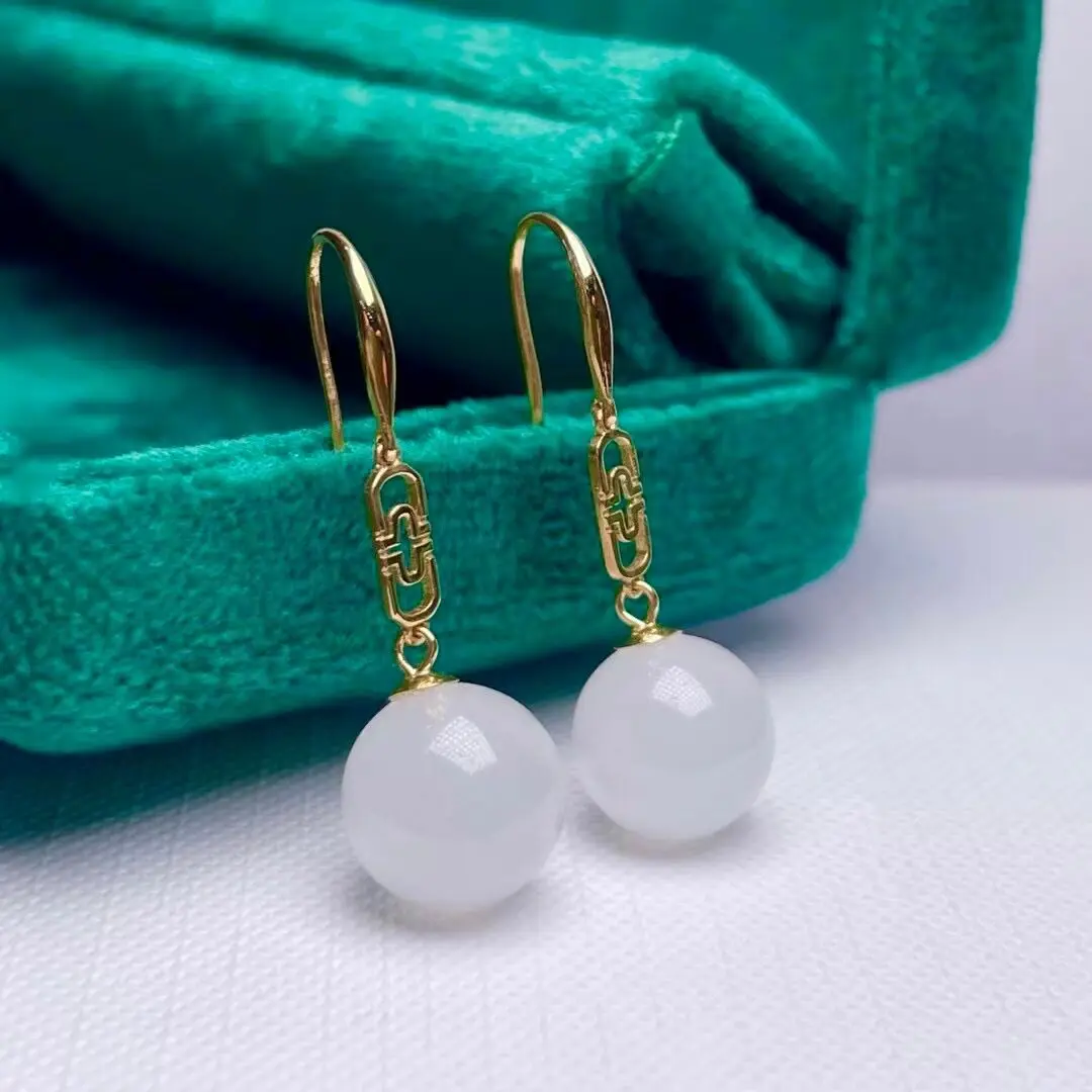 

SHILOVEM 18k желтое золото Настоящая Натуральная белая яшма серьги-капли ювелирные изделия для женщин свадебный подарок Новинка 9*16 мм myme1010665hby