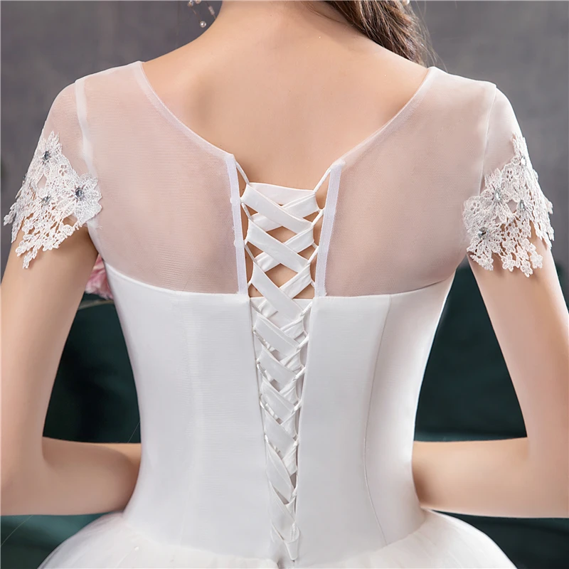 Новое поступление, свадебное платье Iinda, Кристальные аппликации, вышивка, кружево, короткий рукав, Сексуальное Милое платье для невесты, vestido de noiva