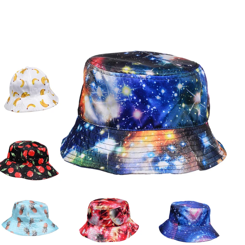 

Womens New Fashion 3D Printed Bucket-Hat Adult Seasons Outdoor Travel Casual Polyester Sunhat Tie-dyed All-match Fisherman Hat