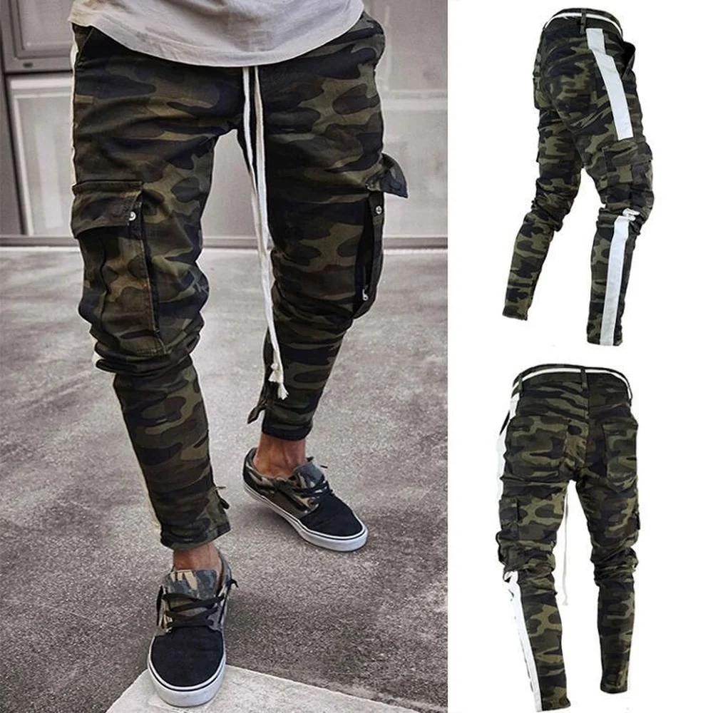 Men Jeans Multi Pocket Pencil Pants Men Fashion Jeans Spring Autumn Casual Camouflage Jeans Men  Long Denim Pants