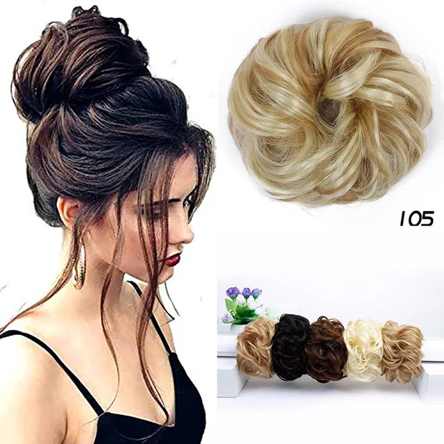 AOOSOO Ladies hair band with rubber band synthetic hair donut hair piece hairpin wrapped ponytail Hairwear - Цвет: 105