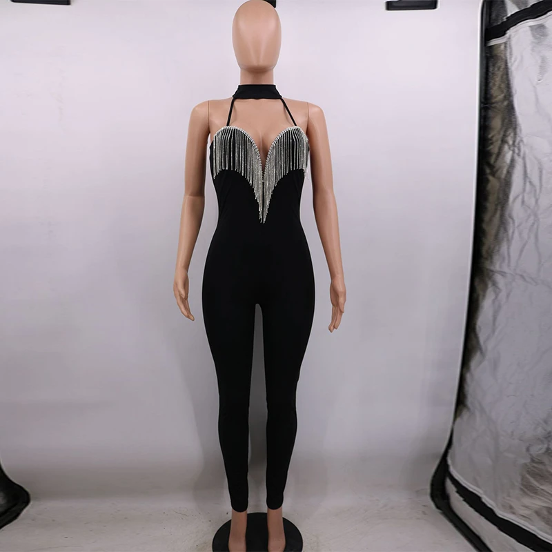 2020 сексуальный комбинезон с кисточками и кристаллами женский облегающий ночной