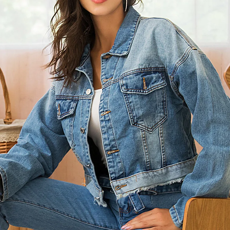 

2021 spring and summer women's denim motorcycle jacket cowgirl short women