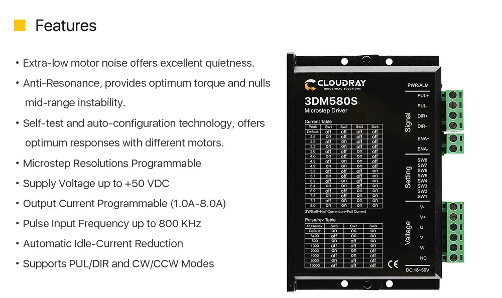 Cloudray 3 фазы 3DM580S Драйвер шагового двигателя напряжение питания 24-50VDC выход 1,0-8.0A ток