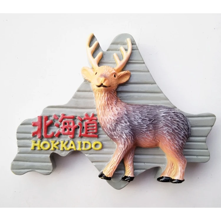 Hokkaido deer Магнит на холодильник Декор японский туристский сувенир lucky cat Токио Fujiyama Kinkakuji магнитные наклейки на холодильник из смолы наклейки - Цвет: Hokkaido deer