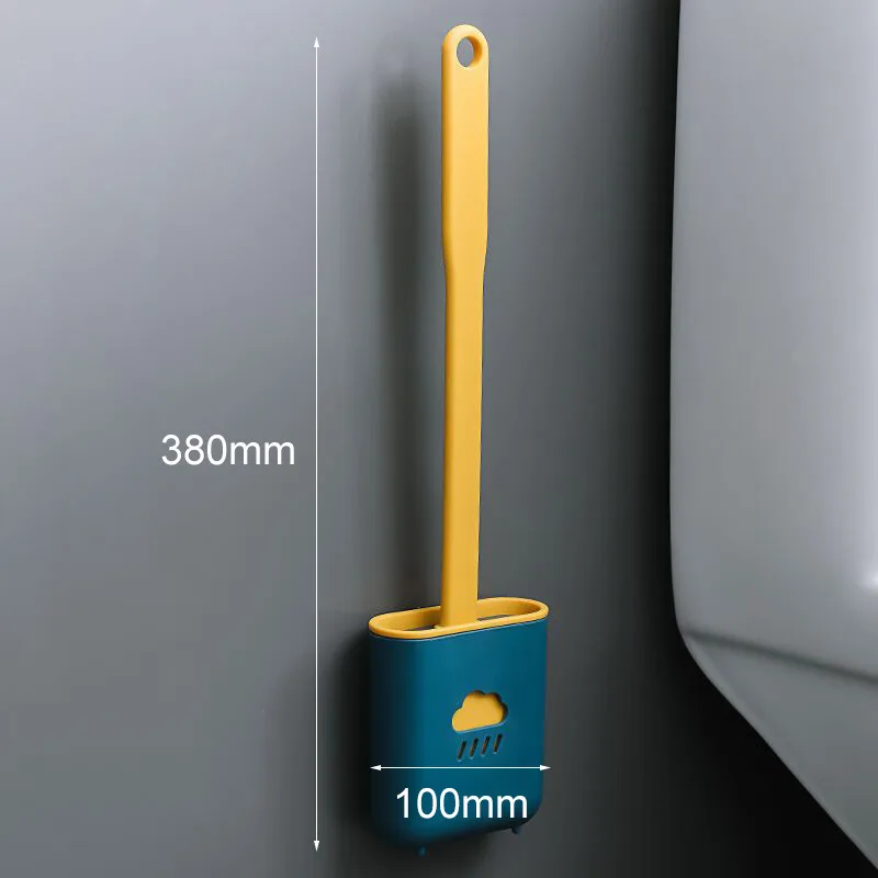 

Wall Mount Toilet Brush Set Long Handle Bathroom Soft Brush And Holder With Lid Thoroughly Clean Any Corner Lightweight Durable