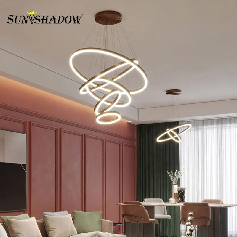Hanging Lamp Circle Led Pendant Light For Home Living room Dining Kitchen Surface Moutn Acrylic 20 40 60 80cm | Лампы и освещение