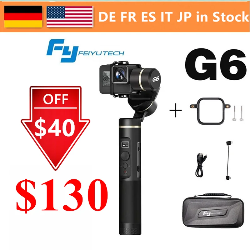 FeiyuTech Feiyu G6 3 оси ручной карданный стабилизатор для экшн-камеры GoPro Hero/6/5/4/3+/3 YI Cam 4 K/AEE et GoPro sessions S