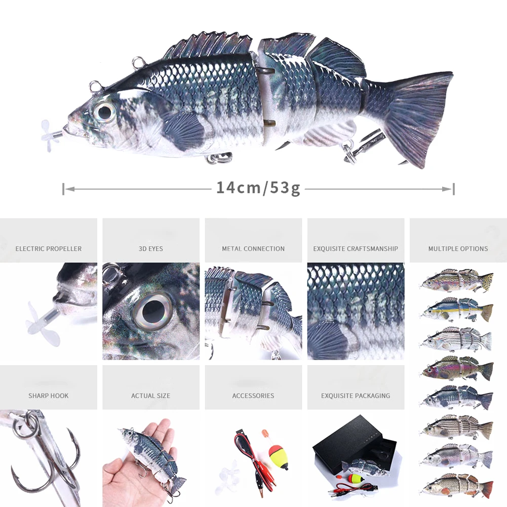 

Hot Sale Fishing Lure for Bass Multi Swimbaits Slow Sinking Hard Lure Bait 4 Segments Lifelike Trout Hard Crankbait Treble Hooks