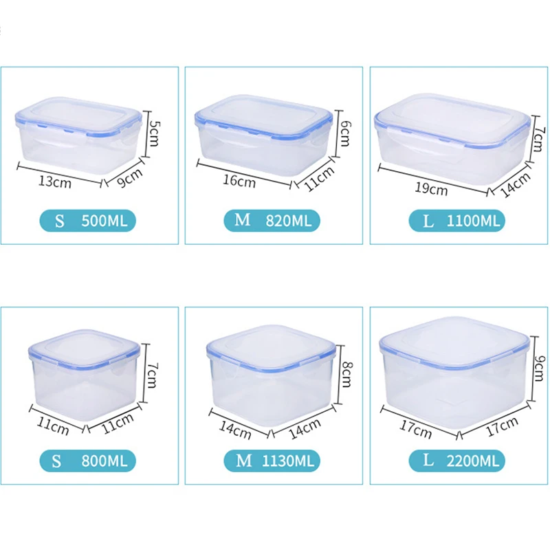 

500/1100/2200ml Plastic Bento Box Outdoor Picnic Snack Meal Storage Container Food Prep Lunch Box for Kids School Dinnerware