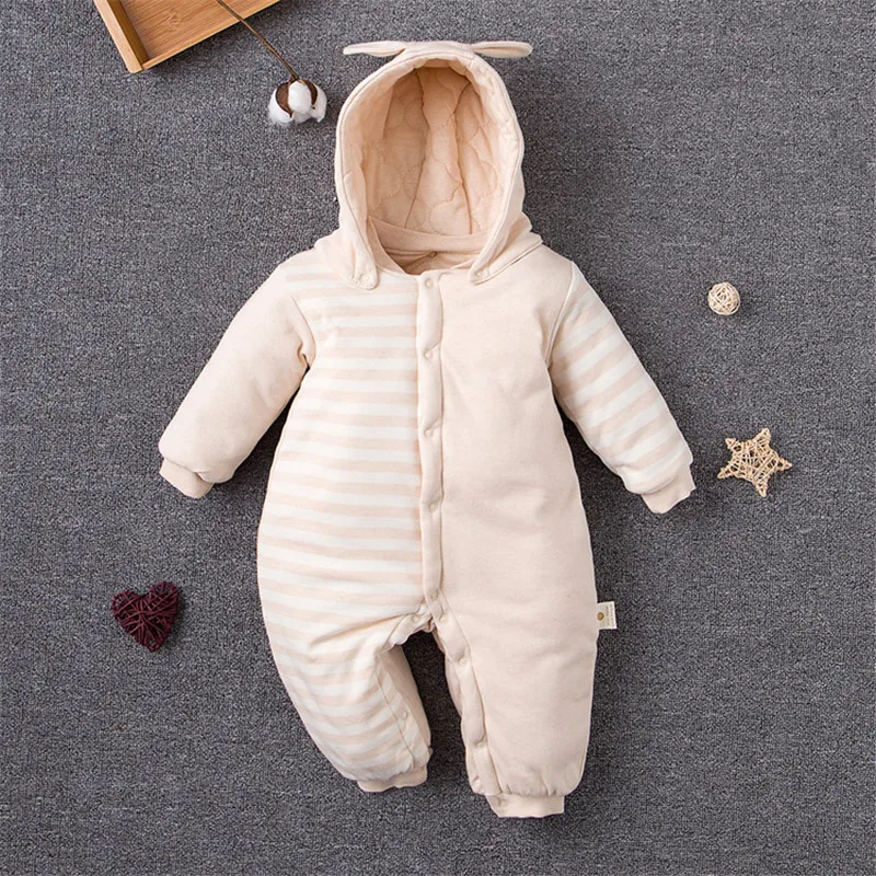 

0-4T Newborn Baby Boy Girl Clothes Long Sleeve Hoddies Bear SIngle Breasted Baby Romper Clothes Autumn Winter Wear bodysuits