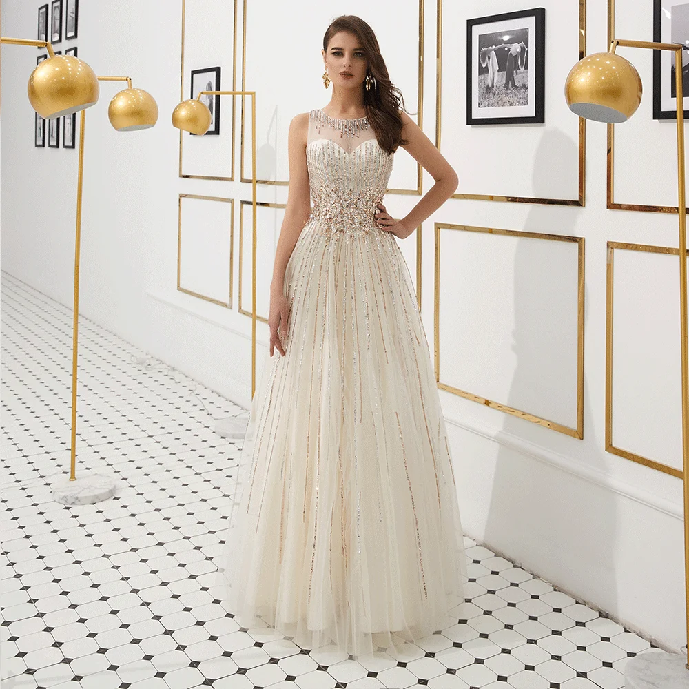 

Sweet Lace Long Evening Dress Bride Party Sexy Backless Prom Dresses lace-up 2019