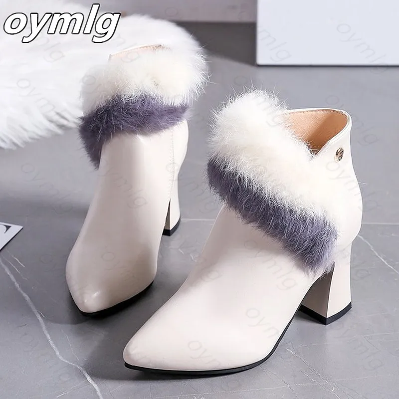 

Fashion Round Toe Ankle Boots Women Pumps Square Heel Boots Sexy Zapatillas Mujer 2021 Zip Cross-tied Chelsea Boots