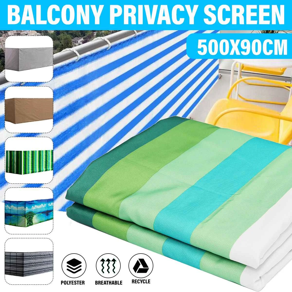 

Home Balcony Privacy Screen with Grommets Fence Deck Shade Sail Yard Cover UV Sunblock Wind Child Safe Protection Summer Supply