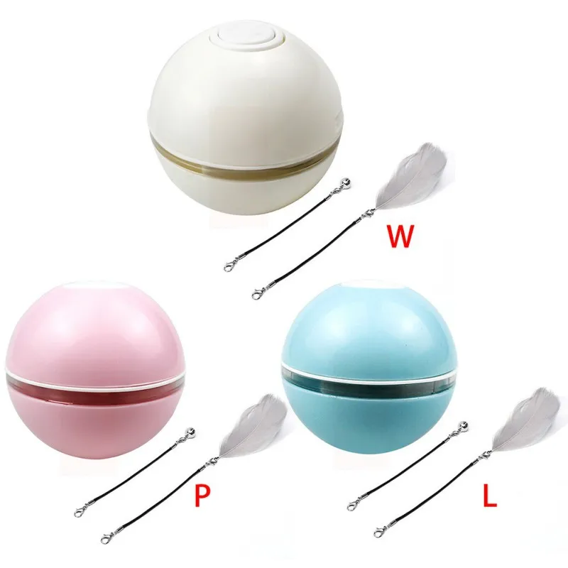 

Colorful LED Rolling Electric Pet Ball Flash Ball With Feather USB Rechargeable Cat Ball Toy For Pet Dogs Cats