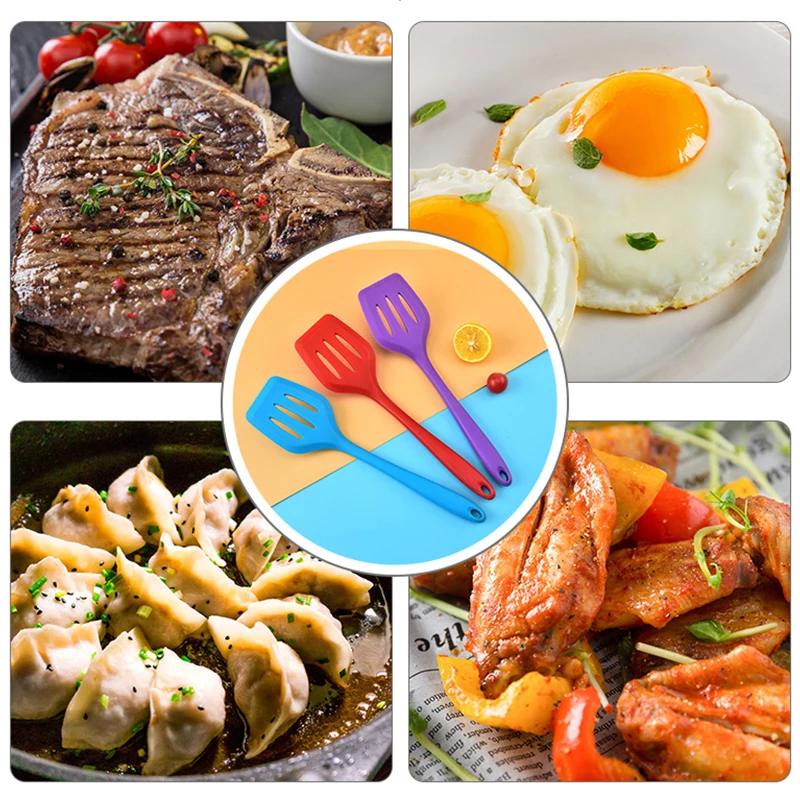 Силиконовая лопатка для жарки яиц рыбы сковорода с прорезью антипригарные