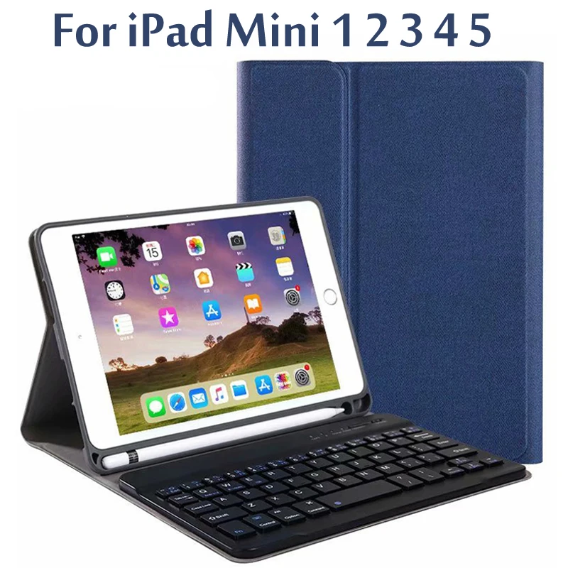 Чехол для iPad Mini 5 ультра тонкий Съемный беспроводной Bluetooth клавиатура с ручкой Слот чехол для iPad Mini 1 2 3 4 5