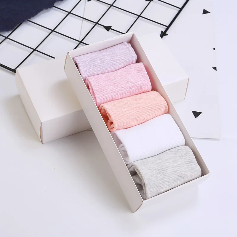Comb4 10 штук, Хлопковые женские носки, короткие невидимые лодочки с низкой полоской, Подарочная коробка с носками для однотонных женских носков - Цвет: Comb4