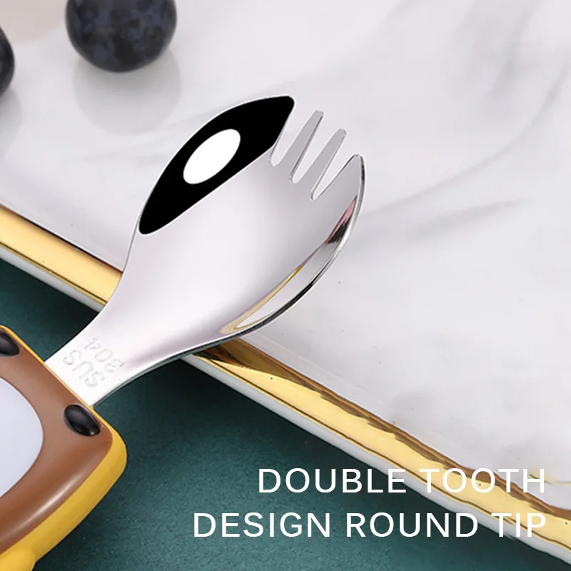 

Cute Cartoon Animal Shape Cutlery Set Cartoon Stainless Steel Spoon Fork Cutlery Set Cute Tableware Fork Baby Flatware Accessory