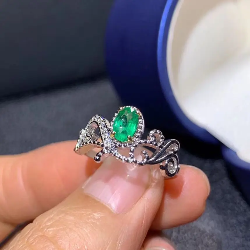 Lady engagement luxury emerald ring wedding engagement cocktail ring 100% 925 sterling silver fine jewelry gift
