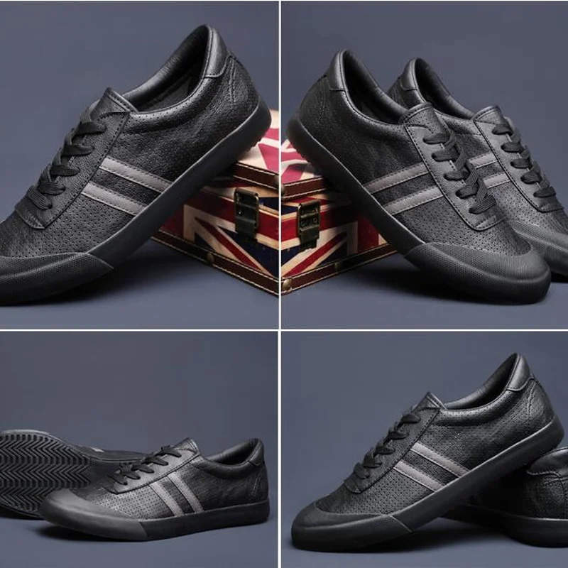 Мужские кроссовки с вулканизированной подошвой дышащие полосатые в британском