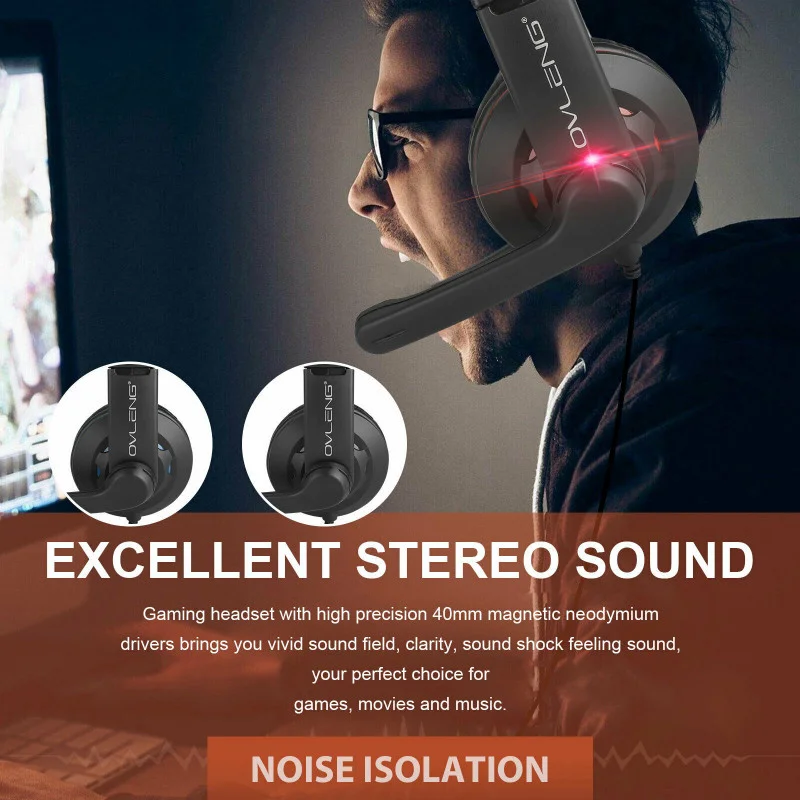 

Gaming Mic Headset Stereo Over-ear Headphone Stereo Sound For PS4 Nintendo Switch Xbox One PC Auriculares Earphones