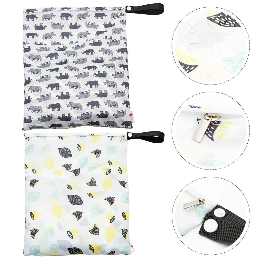 

2PCS Zipper Diaper Organizer Lightweight Wet Dry Bag Practical Wet Dry Bag