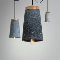 nordic industrial led cement pendant light modern concret wooden hanging lamp fixture luminaire kitchen dining room lighting e27