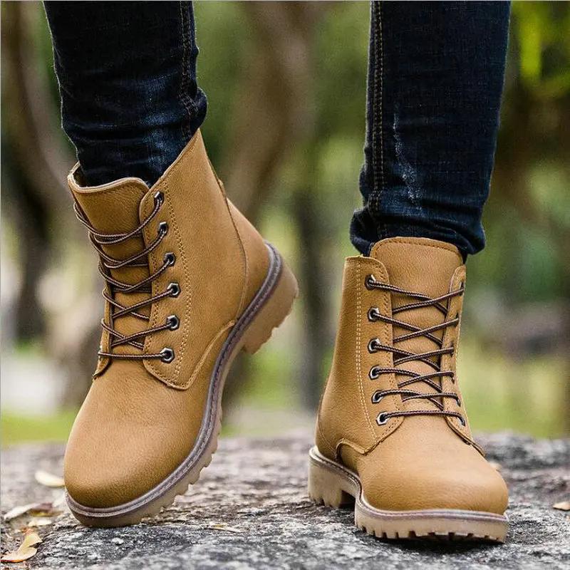 Осенне-зимняя обувь мужская кожаная на молнии Зимняя кожаные мужские ботильоны |