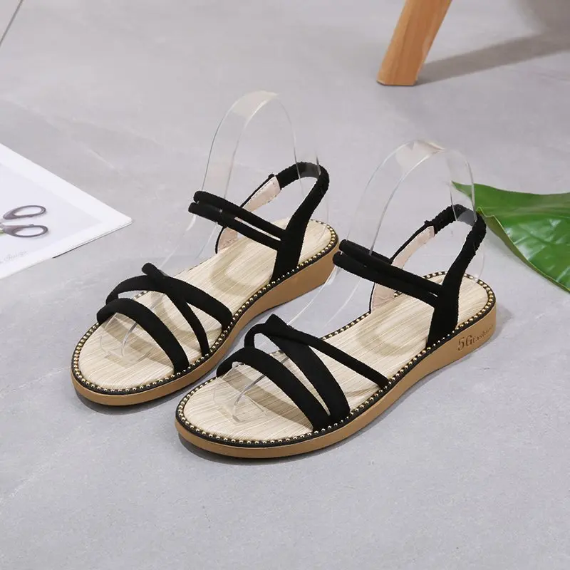 

Women's sandals 2021 summer outdoor beach sandals solid color fashion sandals women flat casual ladies shoes
