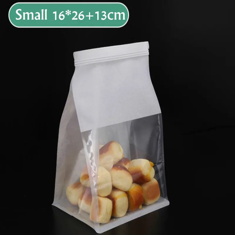 

50pcs/lot Bread Bag Avoid Oil Packing Toast With Window Baking Takeaway Food Package 21050501