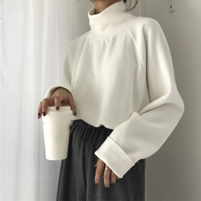 

Spring and Autumn 2020 New Knitting Casual Loose Sweater Women's Knitting Turtleneck Sweater Women's Bat Sleeve Pullover