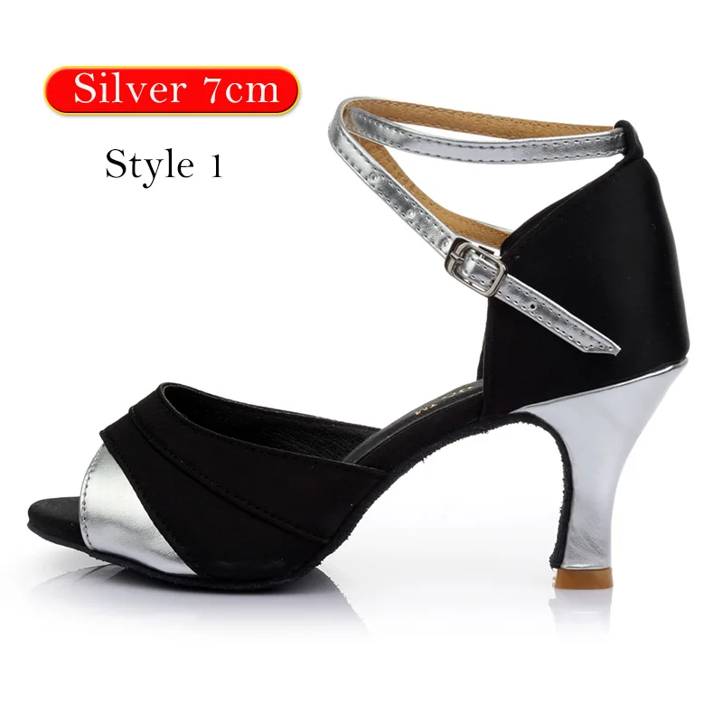 Style 1 Silver 7cm DIPLIP для женщин; Лидер продаж; Новинка; Брендовая обувь для латинских танцев на каблуке; обувь для танго бальных танцев для девочек; обувь для сальсы; Мягкая Обувь для бальных танцев - Цвет: Style 1 Silver 7cm