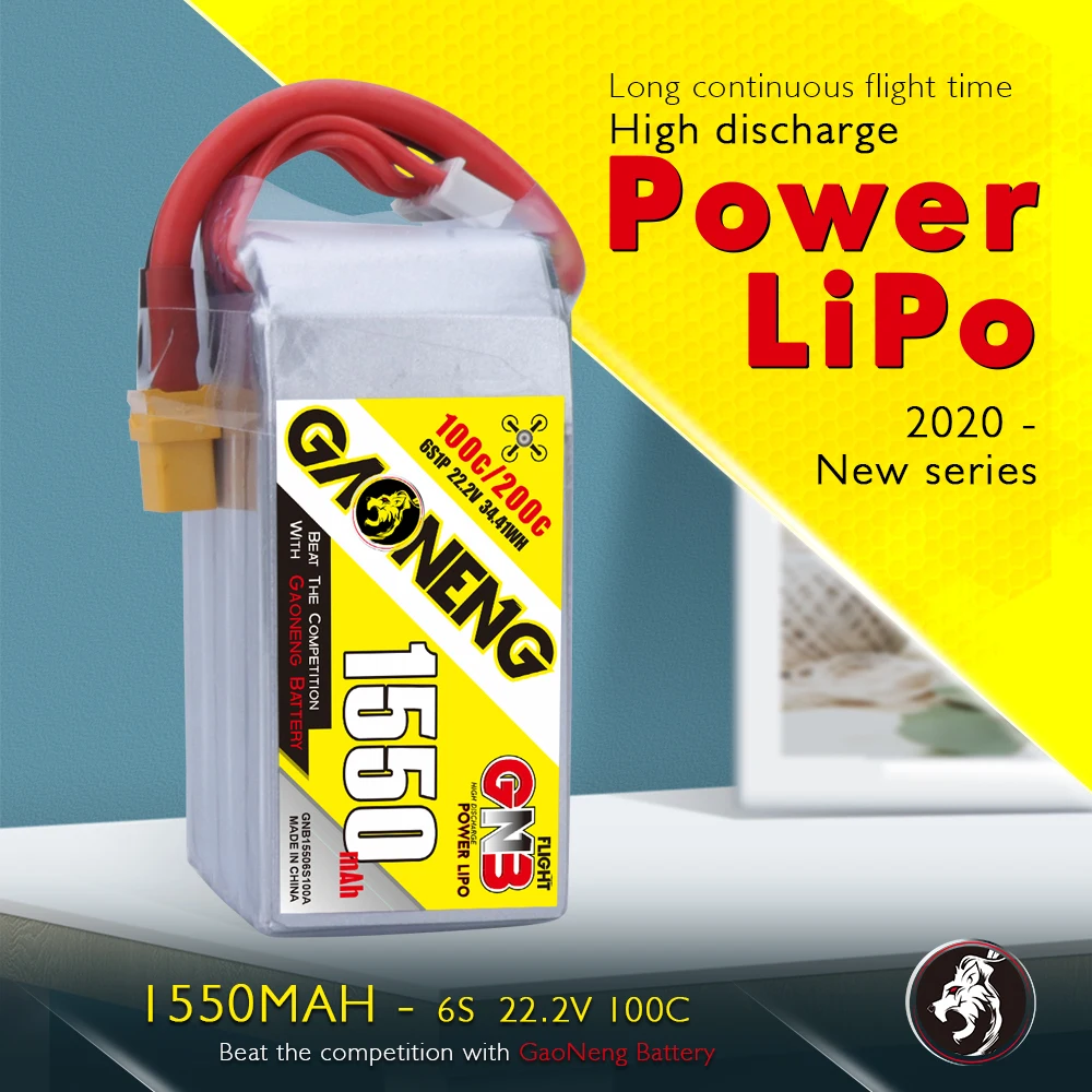 Аккумулятор Gaoneng GNB 1550 мАч 22 2 в C/200C 6S Lipo с разъемом XT60 для FPV гоночного дрона