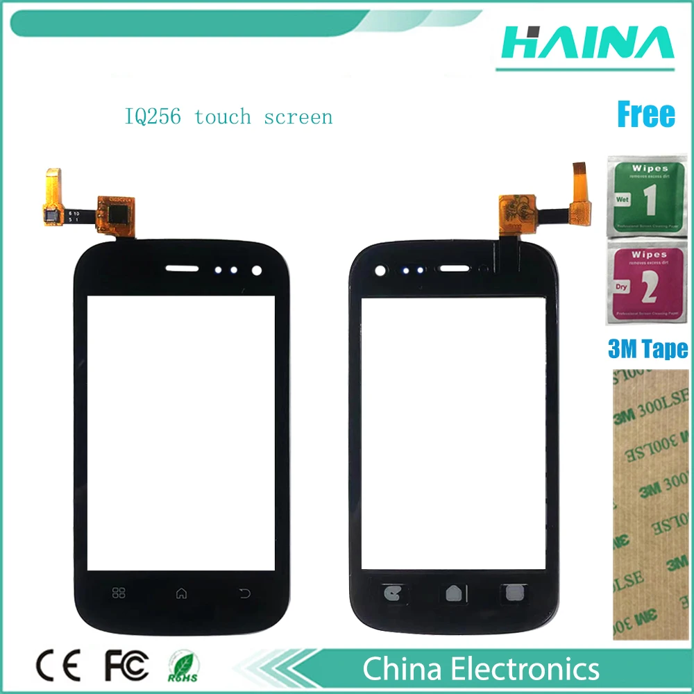 Black Color For Fly IQ256 IQ 256 Touch Screen Digitizer New Replacement With Adhesive Tape1Pcs | Мобильные телефоны и