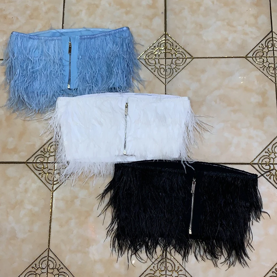 Топ женский без бретелек рукавов с перьями | Женская одежда